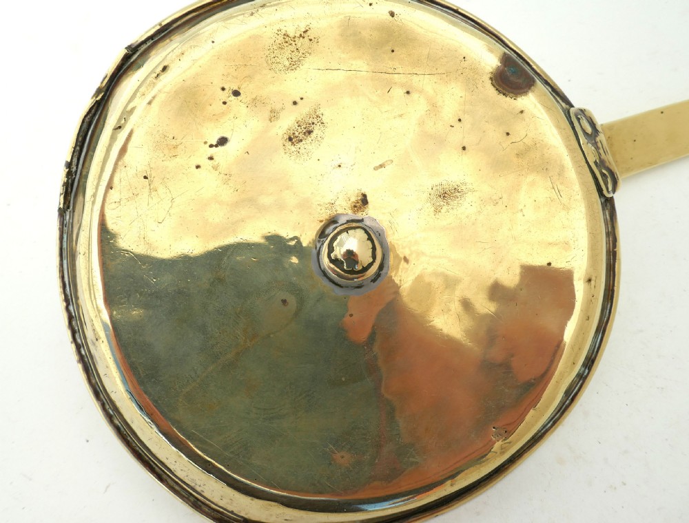 Antique Early Metalware 17thc Brass Chamberstick With Tulip Shaped Sconce.   Dutch C1680-C1700. View VI
