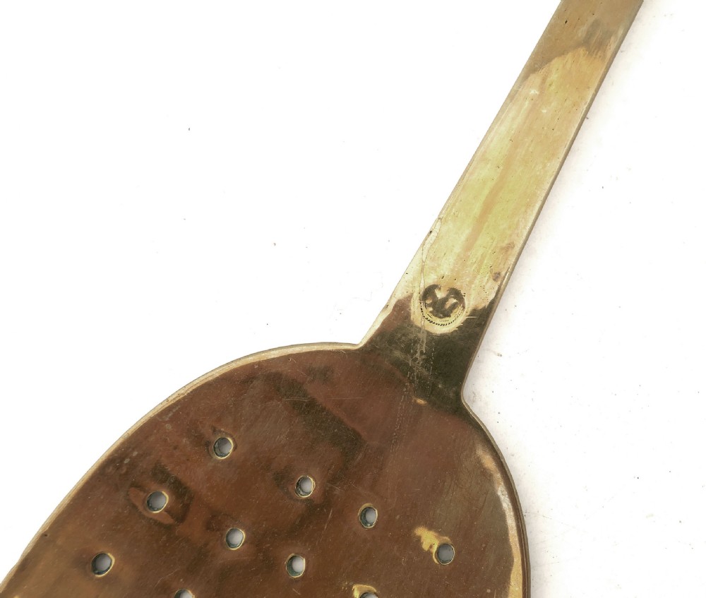 Antique Metalware 17thc Brass Fish Slice From The Manor House Kitchen .   English C1670-90. View II