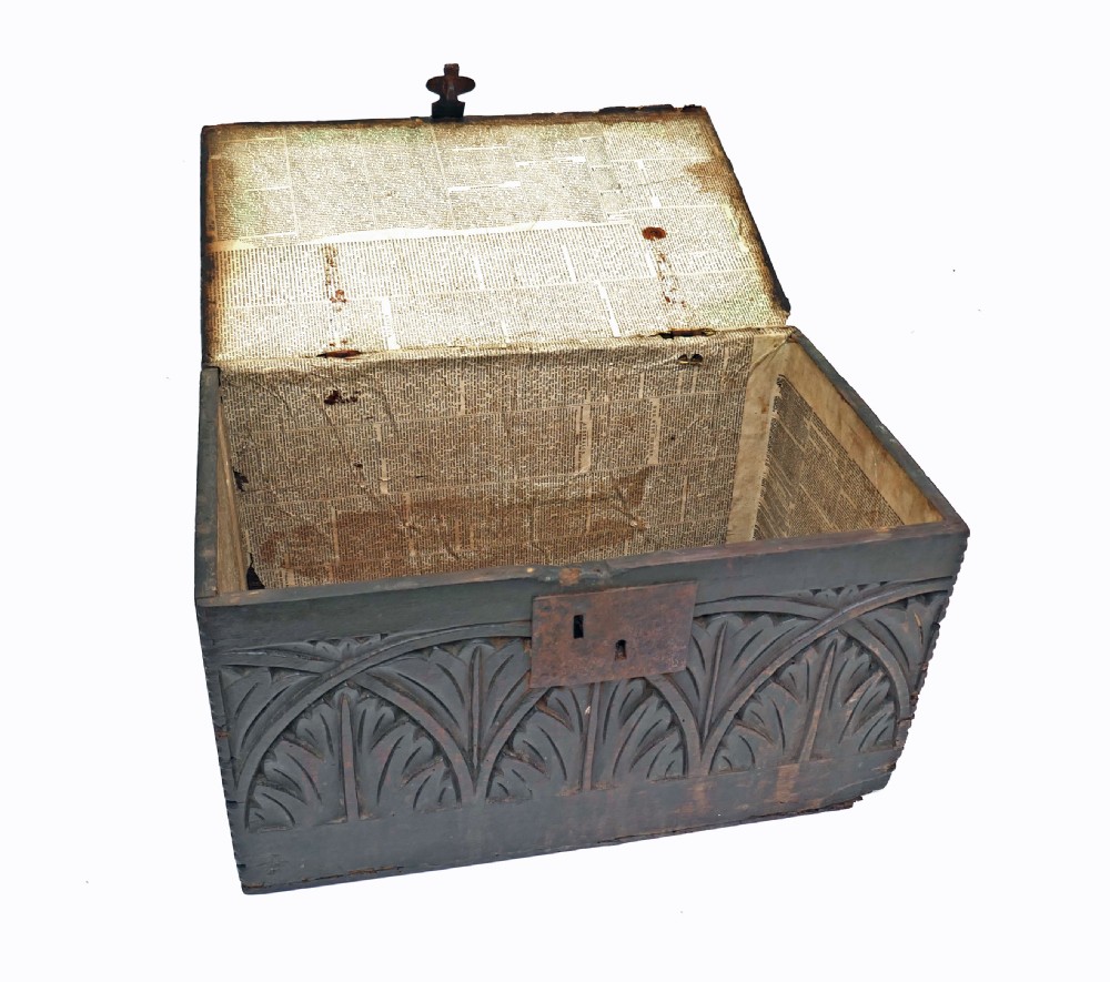 Antique Oak And Country Furniture 17thc Small Table Box.   English C1600-20 View II