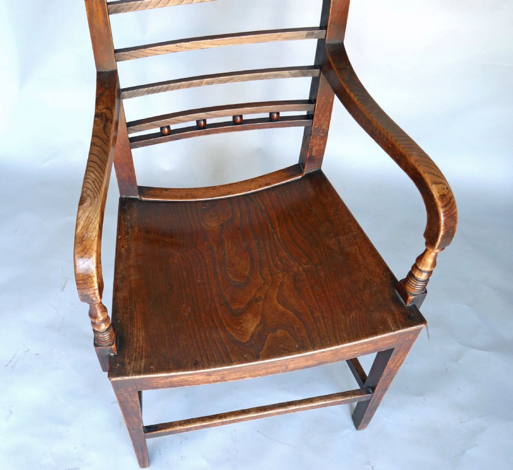 Antique Country Furniture Regency 19thc Fruitwood & Elm East Anglian Armchair. English C1800-20. View V