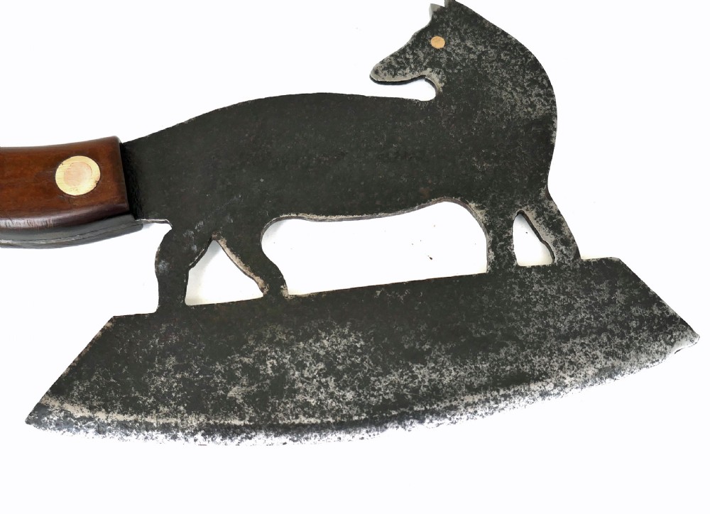 Antique Early Metalware 19thc Brass & Steel Herb Chopper In The Shape Of A Fox.   French C1870-90. View IV