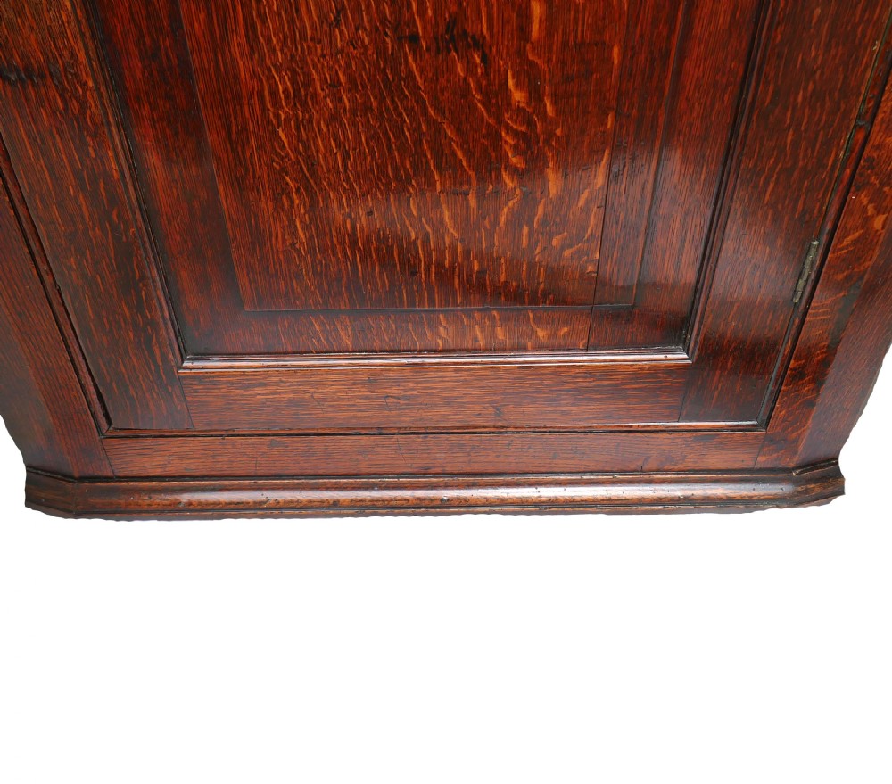 Antique Country Furniture 18thc Oak Corner Cupboard With Fielded Panel.  English C1770-80. View VI