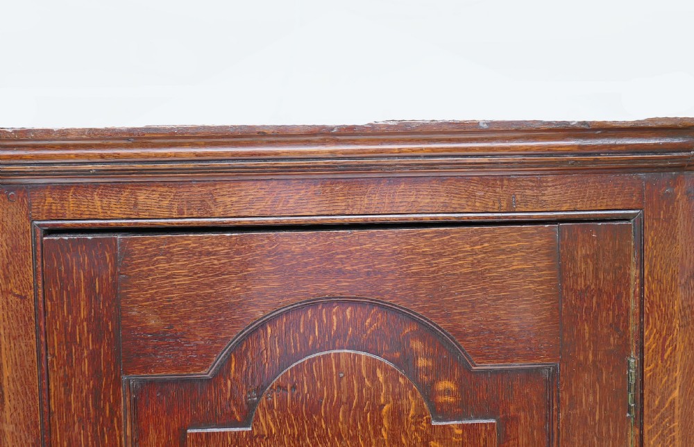 Antique Country Furniture 18thc Oak Corner Cupboard With Fielded Panel.  English C1770-80. View VII