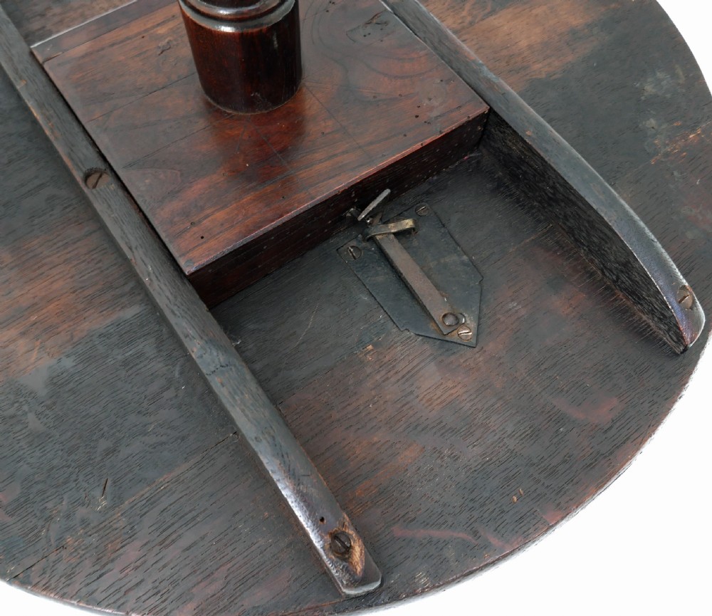 Antique Early Country Furniture 18thc Oak & Fruitwood Tripod Table.   English C1770-90 View VI