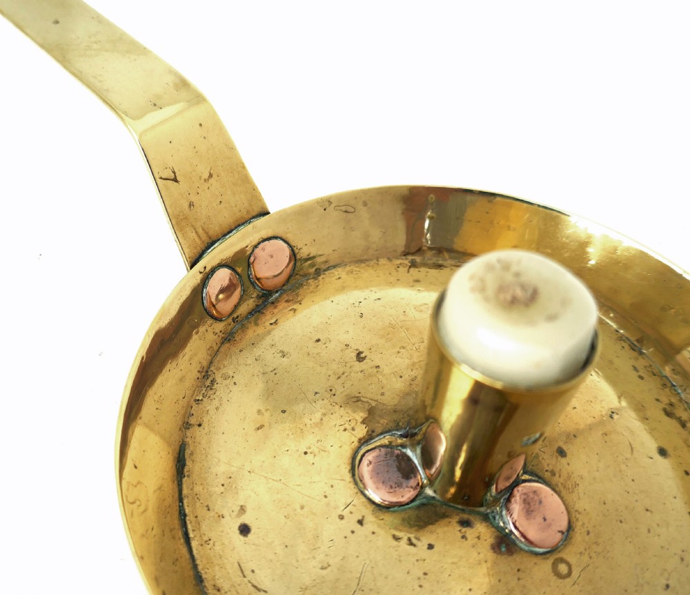 Antique Early Metalware 17thc / 18thc Brass & Copper Chamberstick.   English C1680-C1700 View IV