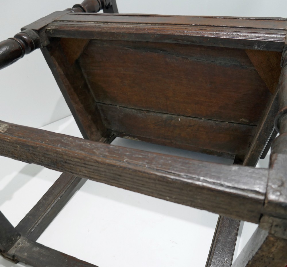 Antique Early Oak Furniture 17thc Charles 1 Joined Wainscot Armchair.   English C1620-40. View VI