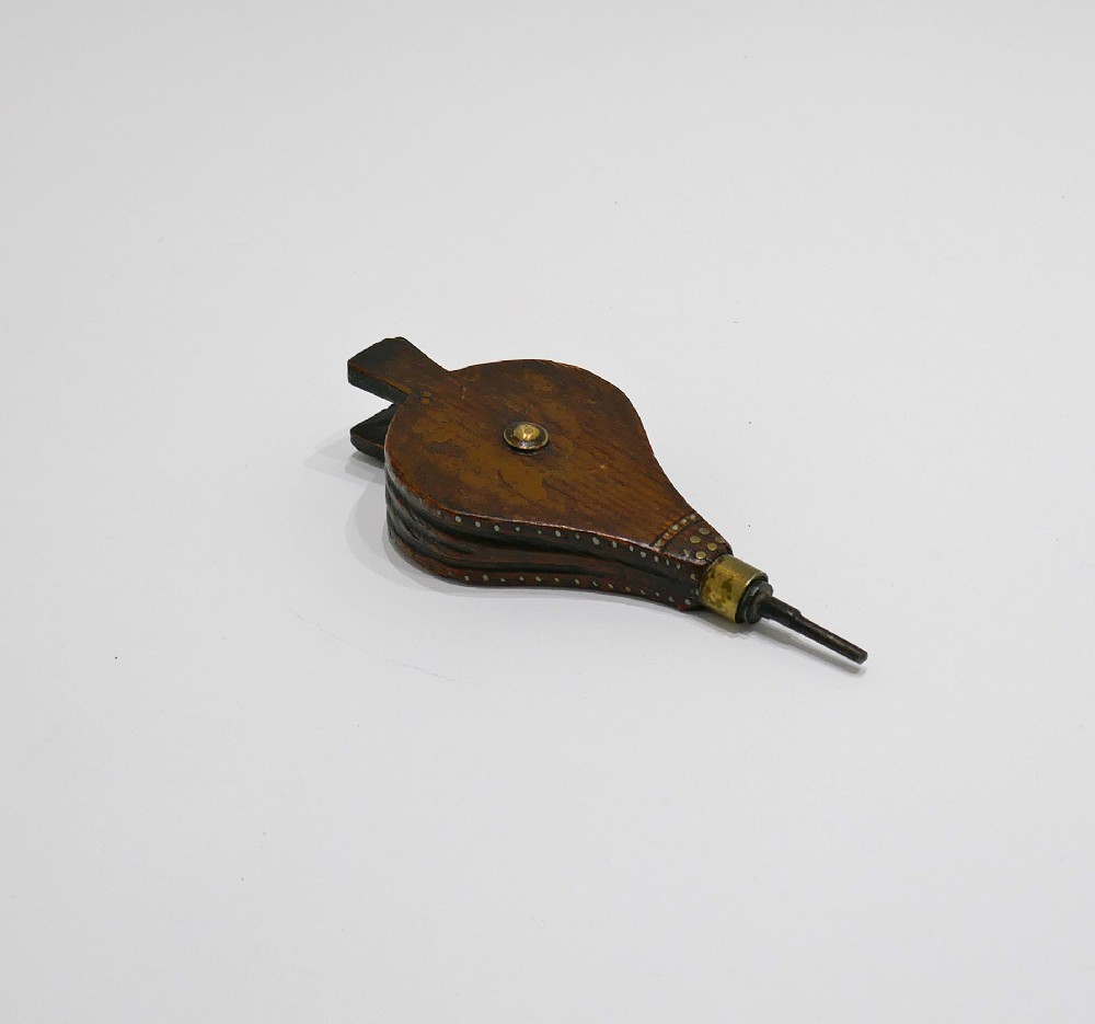 Antique Treen 19thc Pine Bellows With Brass Pin Decoration & Good Colour.   English C1840-60 View II
