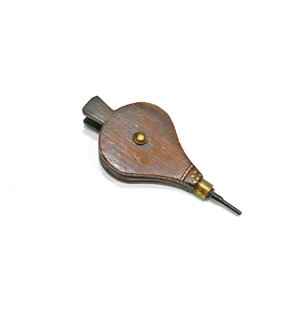 Antique Treen 19thc Pine Bellows With Brass Pin Decoration & Good Colour.   English C1840-60 View IV