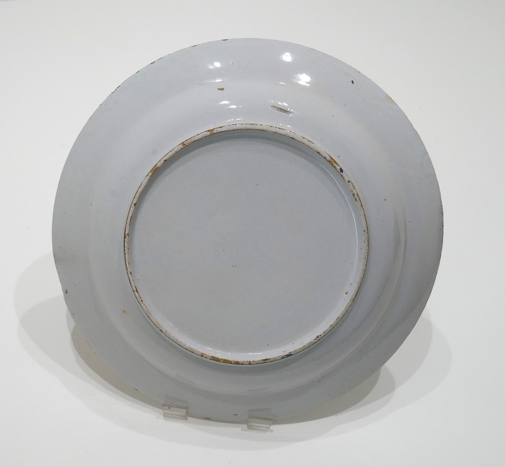 Antique Early Pottery 18thc Polychrome Single Delftware Charger.  English / Bristol C1760-80. View IV