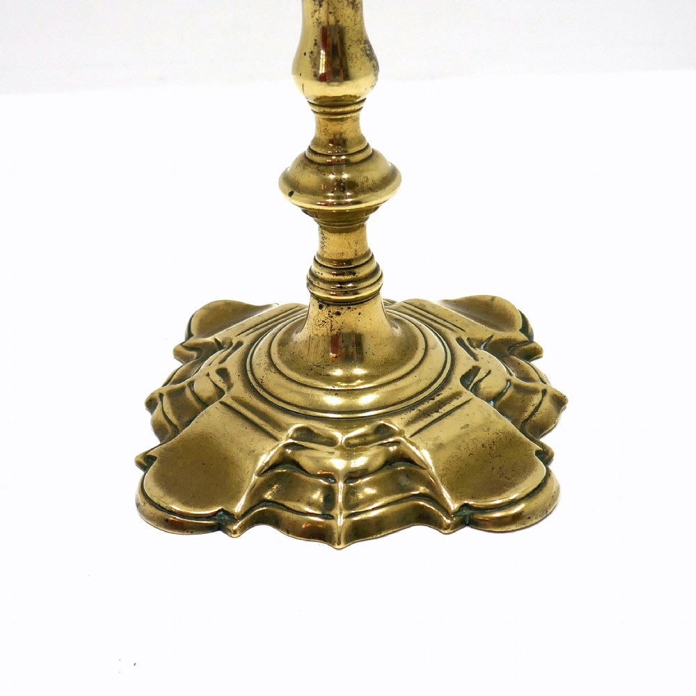 Antique Metalware 18thc Brass Single Quality Candlestick With Detachable Sconce.  English C1740-50. View II