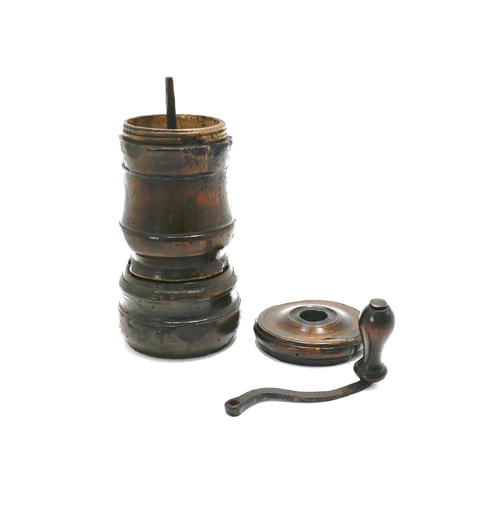 Antique Early Treen 17thc / 18thc Two Part Small Sycamore Coffee Grinder. English C1680-C1720. View II