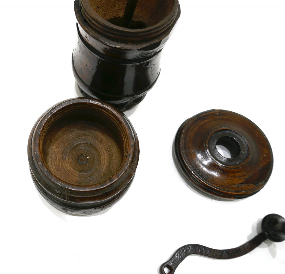 Antique Early Treen 17thc / 18thc Two Part Small Sycamore Coffee Grinder. English C1680-C1720. View IV