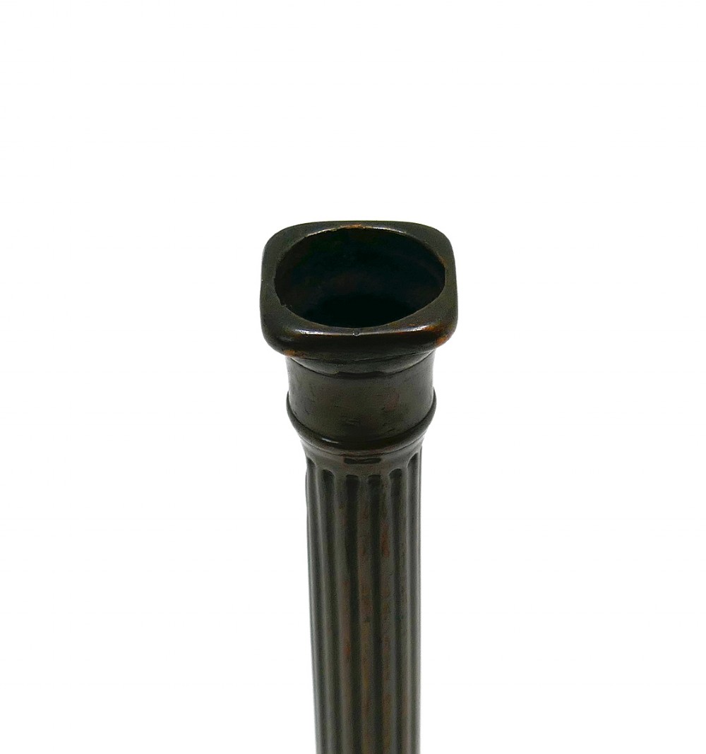 Antique Early Lighting 18thc Single Brass Corinthian Patinated Candlestick. English C1760-80 View III