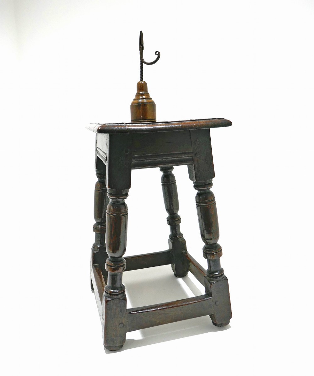 Antique Early Oak Furniture 17thc Joined Stool.   English C1660-70. View IV