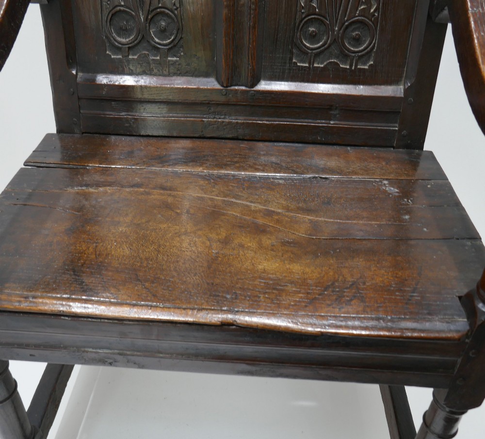 Antique Early English Furniture Period Oak 17thc Wainscot Chair.  Lancashire  / Cheshire C1660-80 View V