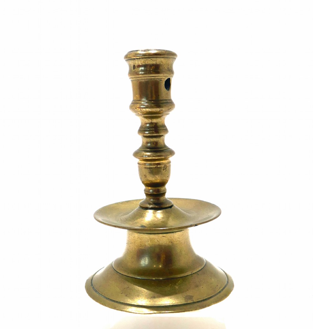 Antique Early Metalware 16thc Brass Single Candlestick.  Low Countries C1580 - C1620.