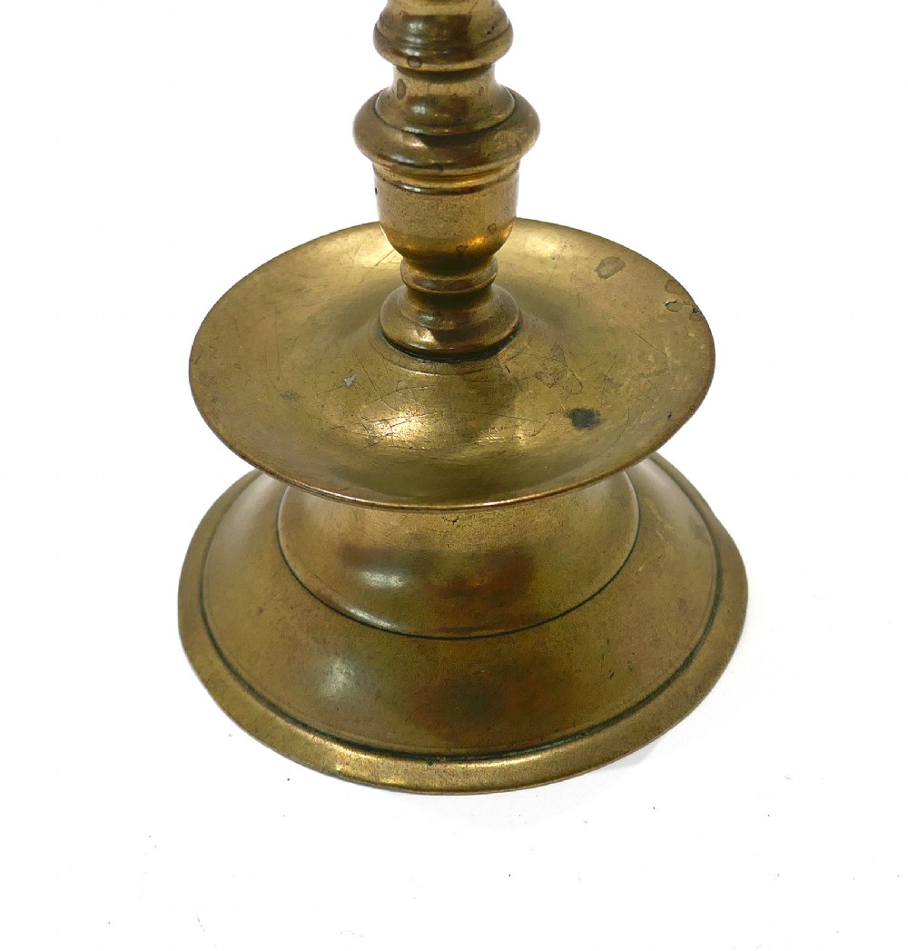 Antique Early Metalware 16thc Brass Single Candlestick.  Low Countries C1580 - C1620. View III