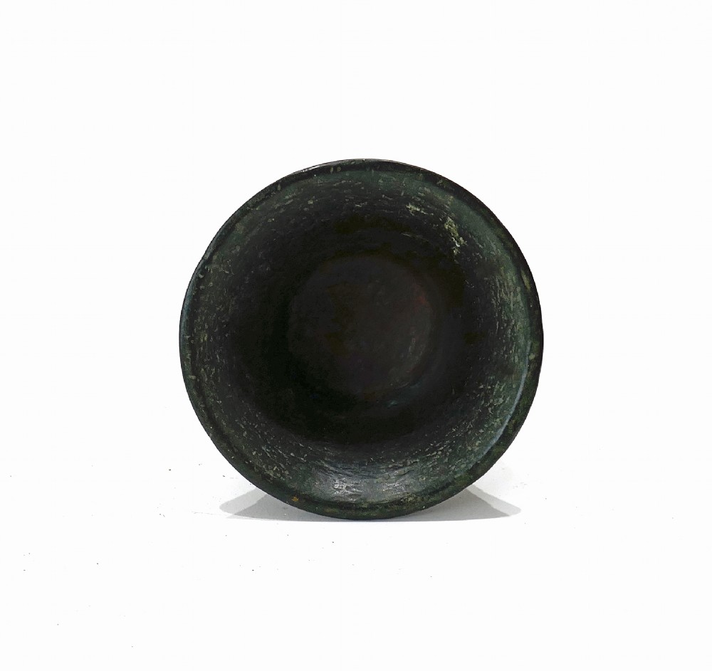 Antique Early English Metalware 17thc Bronze Mortar With Heart Shaped Cartouche & Rosette.   English C1670-90. View IV