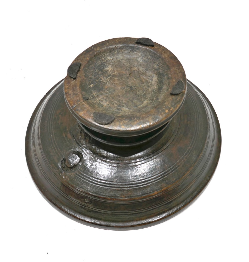 Antique Kitchenalia 18thc Pole-Lathe Turned Sycamore Pedestal Dairy Bowl.  English C1720-40 View IV