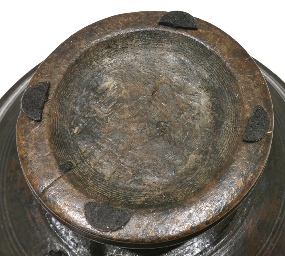 Antique Kitchenalia 18thc Pole-Lathe Turned Sycamore Pedestal Dairy Bowl.  English C1720-40 View V