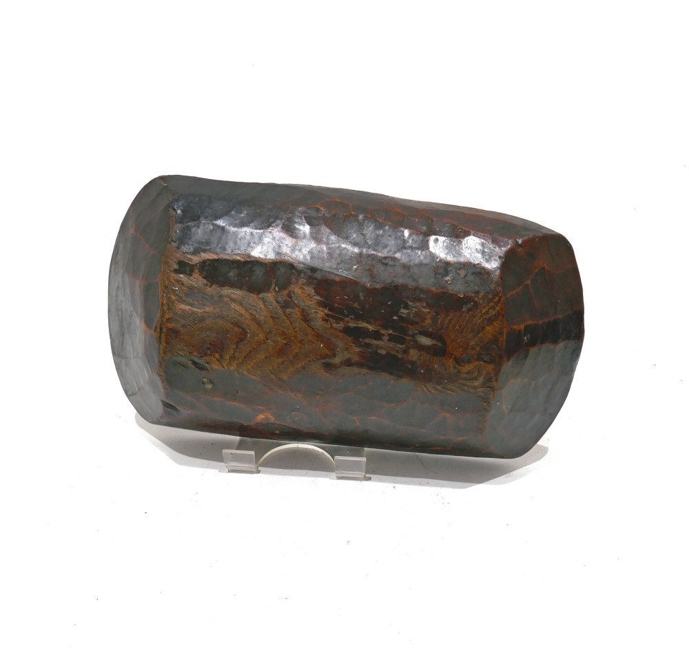A hand-carved rectangular 19th-century pine dough bowl with an adzed interior and a warm brown patinated finish. View II