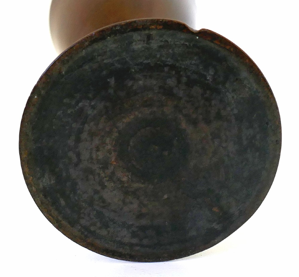 A hand-turned early 19th-century fruitwood goblet featuring a flared bowl, knopped stem, and circular pedestal base with a dark polished patina. View VI