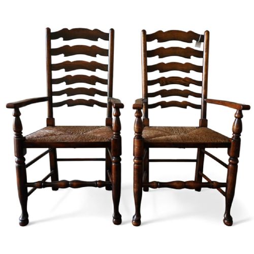 SET OF 10 LADDER BACK DINING CHAIRS COUNTRY DINING CHAIRS CAREFULLY RESTORED C1900 - ADDITIONAL PHOTO 2