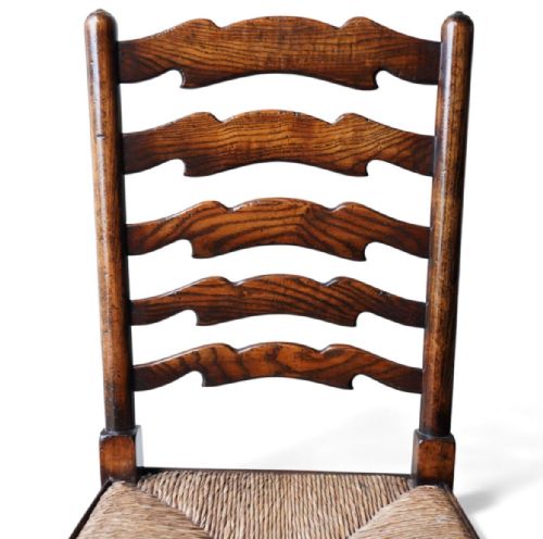 SET OF 10 LADDER BACK DINING CHAIRS COUNTRY DINING CHAIRS CAREFULLY RESTORED C1900 - ADDITIONAL PHOTO 4
