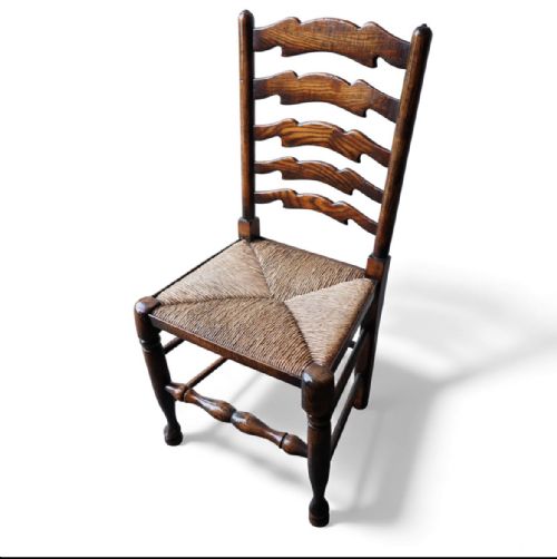 SET OF 10 LADDER BACK DINING CHAIRS COUNTRY DINING CHAIRS CAREFULLY RESTORED C1900 - ADDITIONAL PHOTO 5