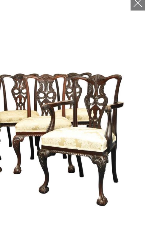 ANTIQUE SET OF 12 DINING CHAIRS CHIPPENDALE STYLE 19TH CENTURY VICTORIAN - ADDITIONAL PHOTO 1