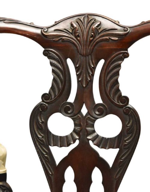 ANTIQUE SET OF 12 DINING CHAIRS CHIPPENDALE STYLE 19TH CENTURY VICTORIAN - ADDITIONAL PHOTO 3