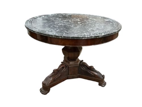 ANTIQUE FRENCH EMPIRE CENTRE TABLE CIRCA 1825 MAHOGANY WITH MARBLE TOP - ADDITIONAL PHOTO 2