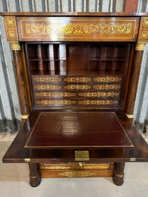 ANTIQUE ESCRITOIRE DESK REGENCY ROSEWOOD AND BRASS INLAY C1810 TO C1820 19TH CENTURY - ADDITIONAL PHOTO 1
