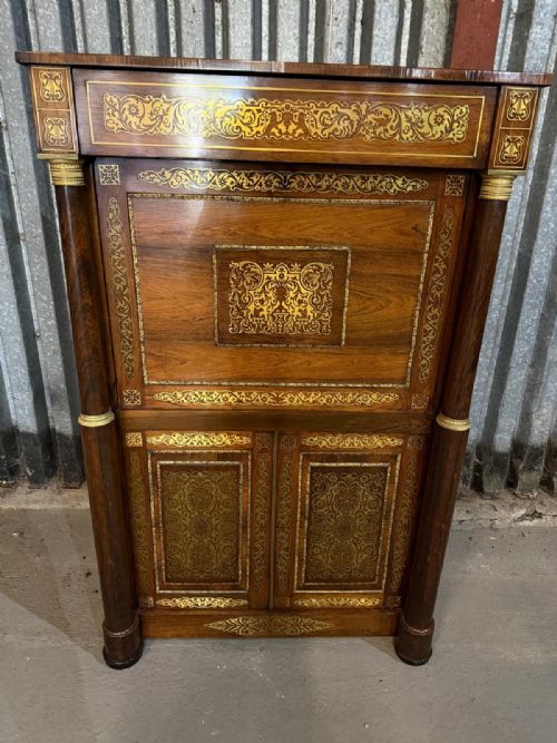 ANTIQUE ESCRITOIRE DESK REGENCY ROSEWOOD AND BRASS INLAY C1810 TO C1820 19TH CENTURY - ADDITIONAL PHOTO 2