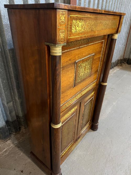 ANTIQUE ESCRITOIRE DESK REGENCY ROSEWOOD AND BRASS INLAY C1810 TO C1820 19TH CENTURY - ADDITIONAL PHOTO 3