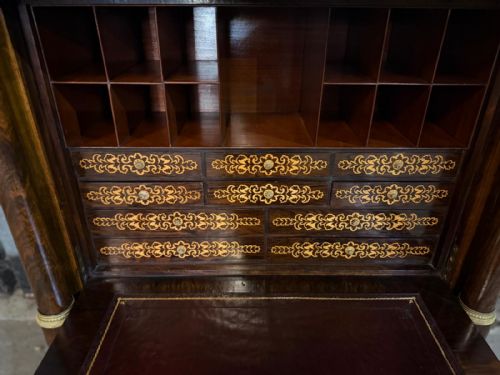 ANTIQUE ESCRITOIRE DESK REGENCY ROSEWOOD AND BRASS INLAY C1810 TO C1820 19TH CENTURY - ADDITIONAL PHOTO 4