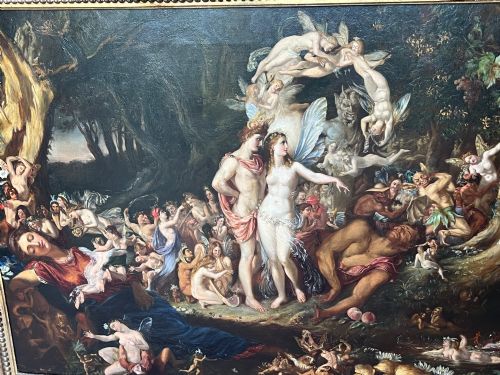 Antique Oil Painting Midsummer Nights Dream 19th Century Sir Joseph Noel Paton Shakespeare Play