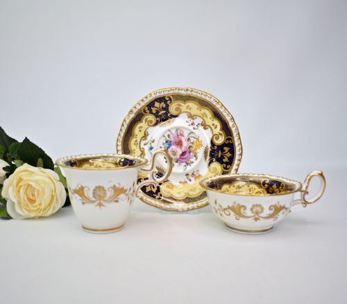 H R DANIEL TRUE TEA TRIO C1825 PATTERN 4058 SECOND GADROON SHAPE HANDPAINTED FLOWERS - ADDITIONAL PHOTO 1