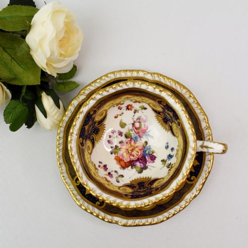 H R DANIEL TRUE TEA TRIO C1825 PATTERN 4058 SECOND GADROON SHAPE HANDPAINTED FLOWERS - ADDITIONAL PHOTO 5