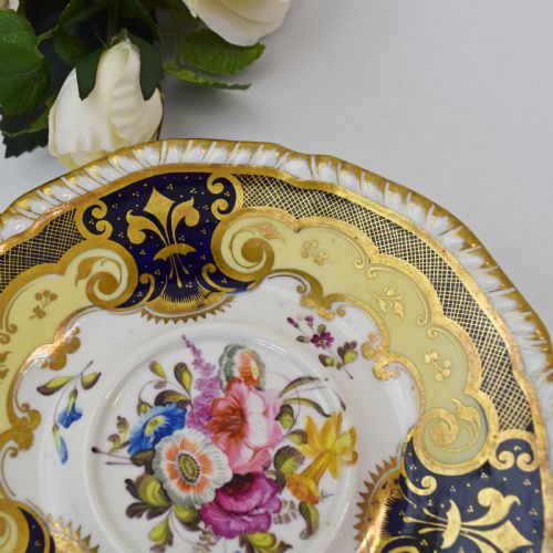 H R DANIEL TRUE TEA TRIO C1825 PATTERN 4058 SECOND GADROON SHAPE HANDPAINTED FLOWERS - ADDITIONAL PHOTO 11