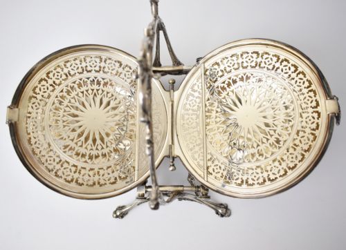 VICTORIAN SILVERPLATED FOLDING BISCUIT BOX SHEFFIELD FENTON BROS 1880 - ADDITIONAL PHOTO 6