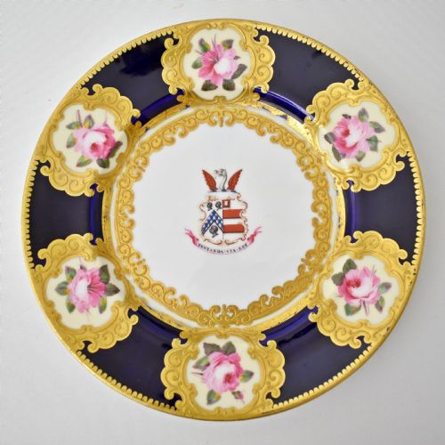 FINE AND RARE ARMORIAL CHAMBERLAIN WORCESTER DESSERT PLATE C 1815 - ADDITIONAL PHOTO 1