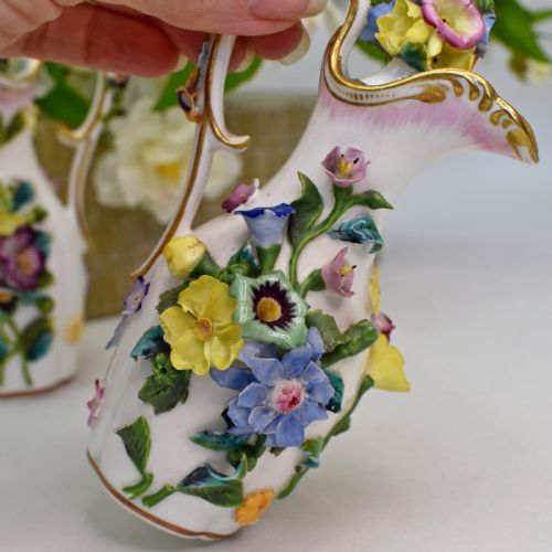 PAIR OF FLOWER ENCRUSTED PORCELAIN SCENT BOTTLESEWERS MINTON C 1840 - ADDITIONAL PHOTO 4