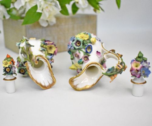 PAIR OF FLOWER ENCRUSTED PORCELAIN SCENT BOTTLESEWERS MINTON C 1840 - ADDITIONAL PHOTO 11