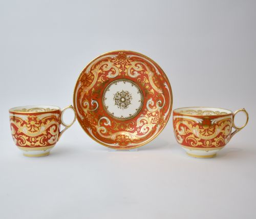 RARE ANTIQUE DAVENPORT TRUE TRIO CA 1870 HAND PAINTED - ADDITIONAL PHOTO 1
