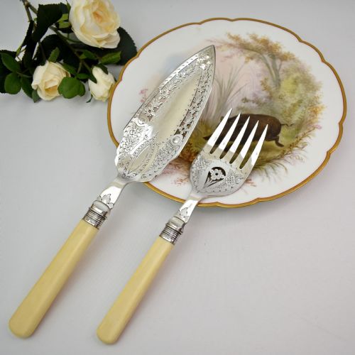 EDWARDIAN SET OF SILVER PLATED SERVERS SHEFFILED 1911 F COBB BOXED - ADDITIONAL PHOTO 4