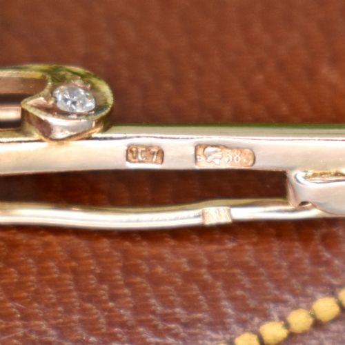 BEAUTIFUL RUSSIAN DEMANTOID GARNETS AND DIAMONDS 14CT ROSE GOLD BROOCH - ADDITIONAL PHOTO 6