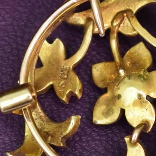 ANTIQUE EDWARDIAN 15CT GOLD AND PEARLS BROOCH PENDANT C 1900 - ADDITIONAL PHOTO 8