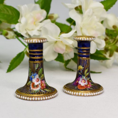 RARE PAIR OF MINIATURE CANDLESTICKS SPODE C 1815 PATTERN 2478 - ADDITIONAL PHOTO 2