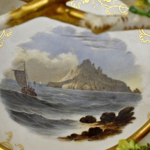 ROCKINGHAM PORCELAIN NAMED VIEW BASKET APPLIED FLOWERS C 183240 - ADDITIONAL PHOTO 3